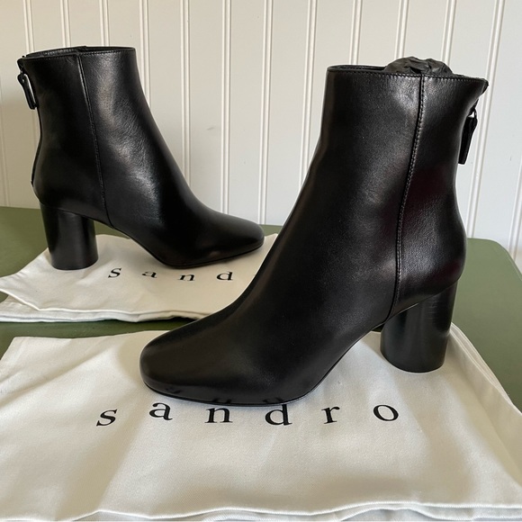 NWT Sandro SACHA Mid Calf Boots in Noir/Black - Picture 12 of 13
